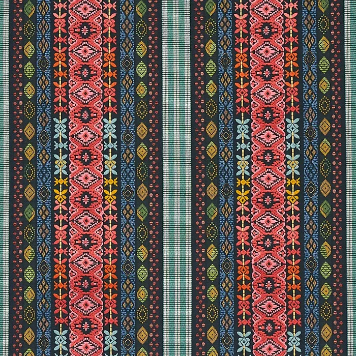 Schumacher Cosima Embroidery Carbon Multi Fabric