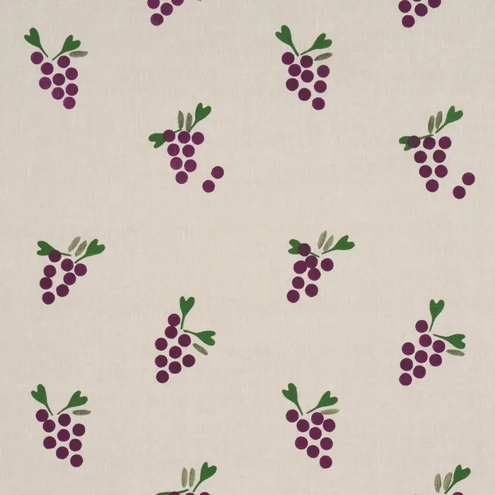 Schumacher Grapes Hand Block Print Purple On Natural Fabric