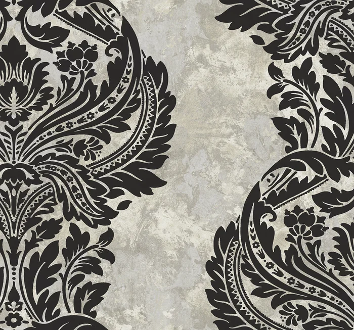 Seabrook Designs Avant Garde Newton Damask Damask Transitional Black Matte – AV51300