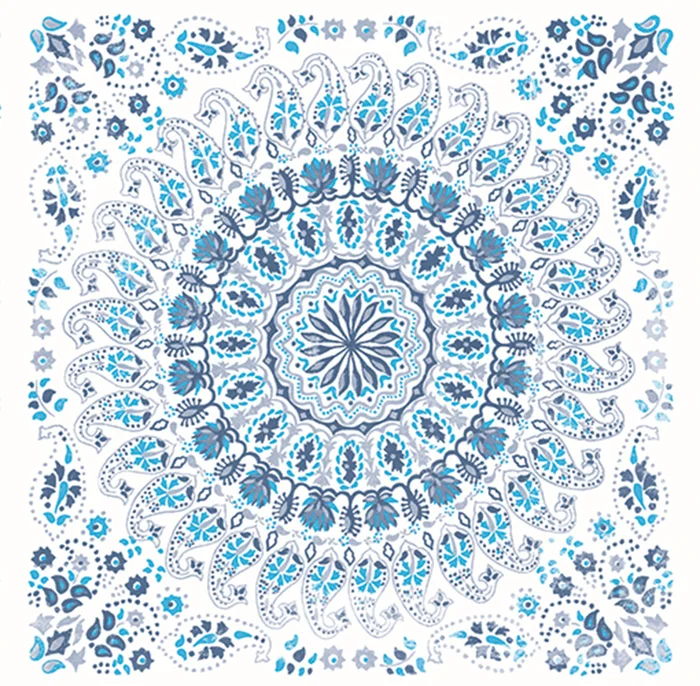 Seabrook Designs Boho Rhapsody Mandala Boho Tile Fabric Tile Bohemian Blue Matte Fabric – RY32302F