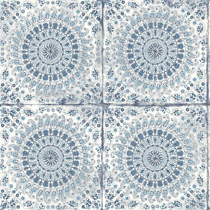 Seabrook Designs Boho Rhapsody Mandala Boho Tile Tile Bohemian Blue Matte – RY30702