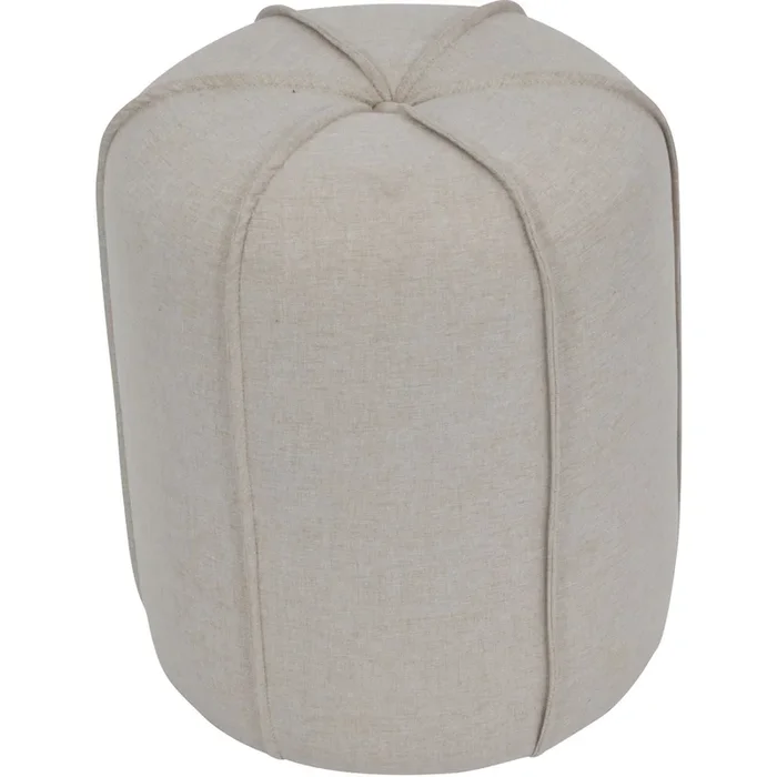 Seamed Button Stool in Oatmeal Fabric
