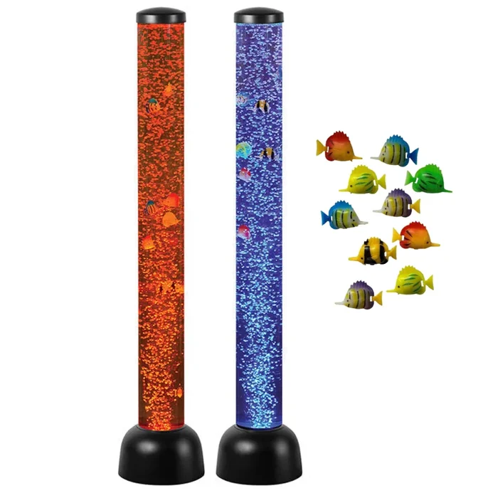 Sensory Bubble Tube Colour Changing Light + Floating Fish – 2 Pack H100cm