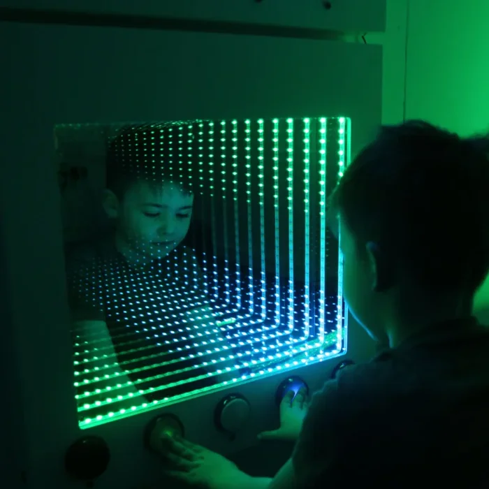 Sensory Interactive LED Infinity Rainbow Panel + Built In Buttons 600 x 600mm