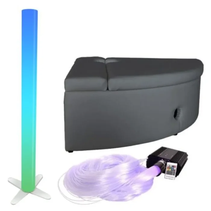 Sensory Waterless LED Light Tube 180cm + Grey Corner Padded Plinth + Fibre Optic Light 100 Tails & Light Source