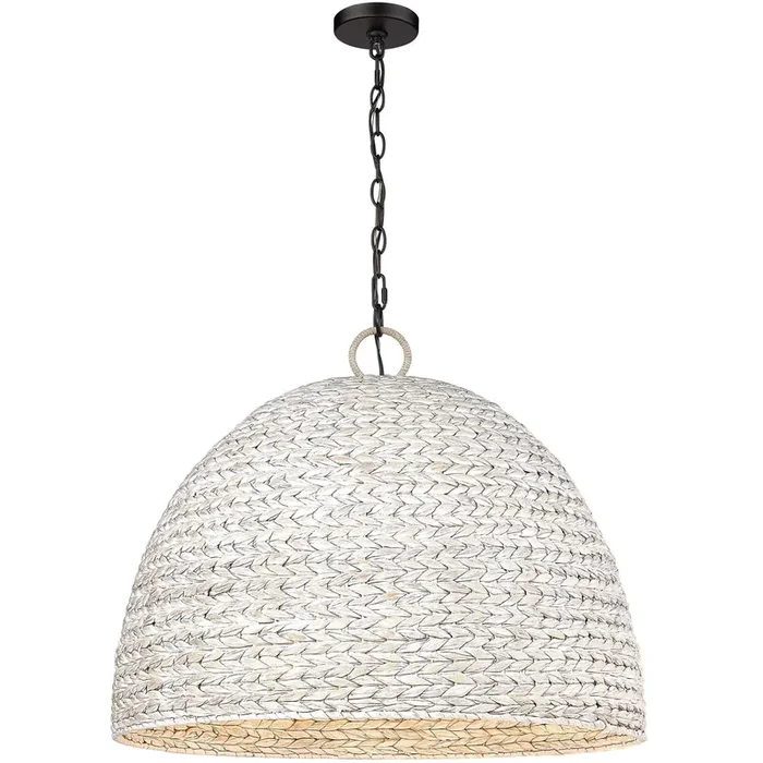 SET OF 2 Extra Large 27″ Woven Sweet Grass 8 Light Pendant