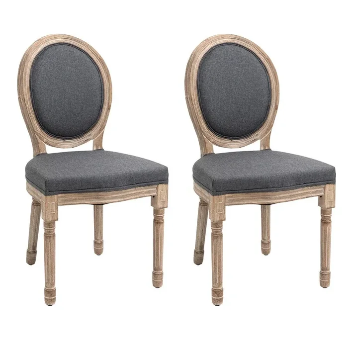 SET OF 2 French Chic Side Chairs with Curved Backrest