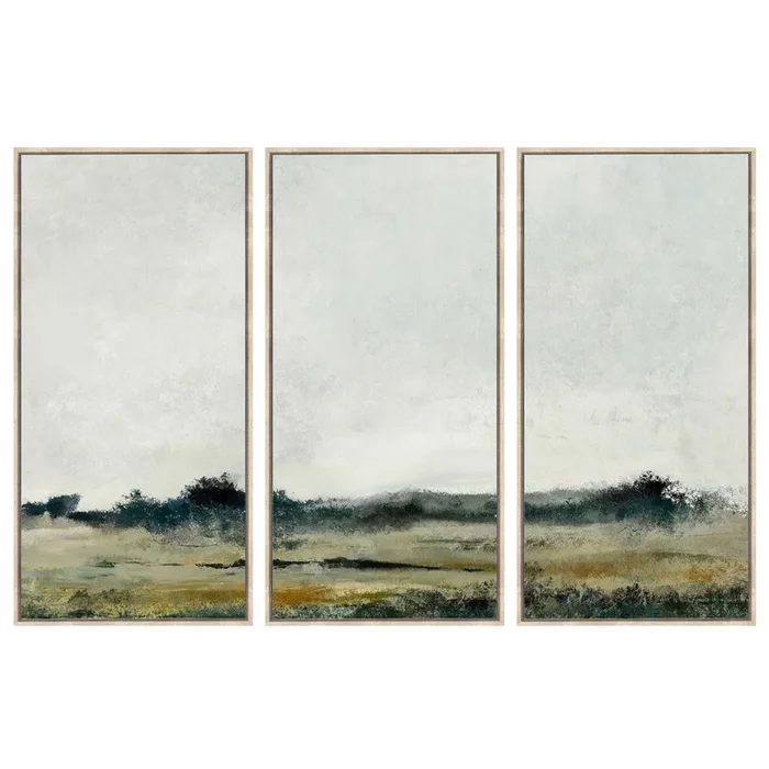 Set of 3 Green Fields Landscape
