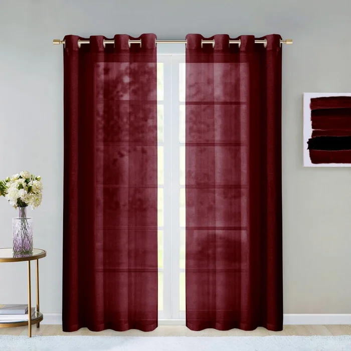 Set of Two 84″ Burgundy Solid Modern Window Panels