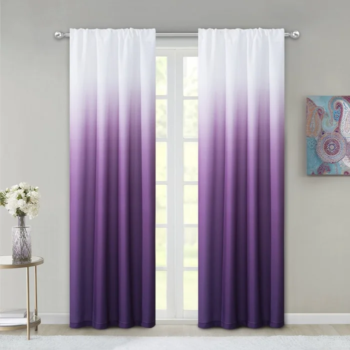 Set of Two 84″ Purple Ombre Window Curtain Panels