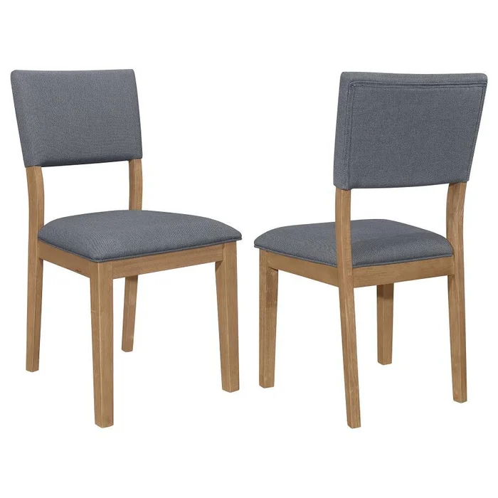 Sharon Fabric Upholstered Dining Side Chair Set of 2 – Brown Linen-Like Upholstery, Light Brown Frame, Modern Farmhouse Style, Comfortable Dining Seating