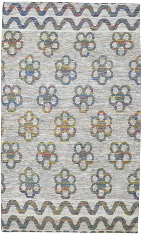 Sher 5′ X 8′ Rug Silk Grey Modern Jacquard Loom Scandinavian Floral