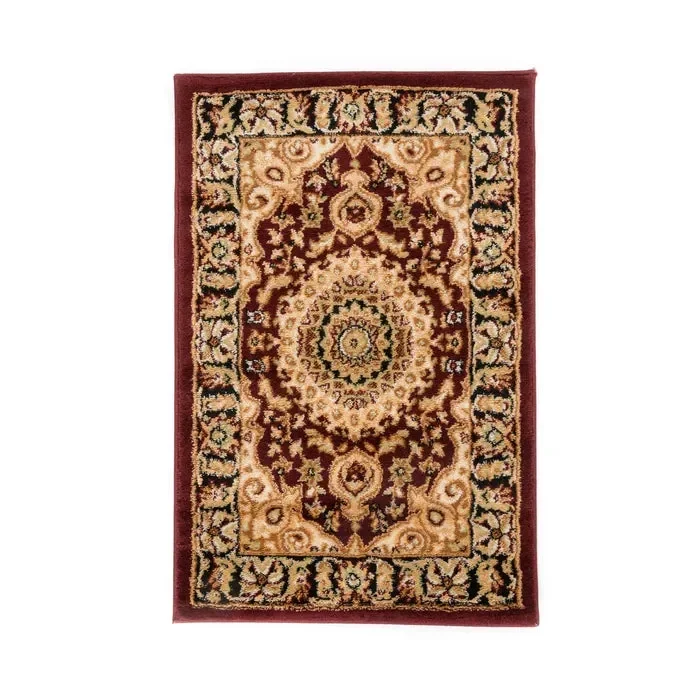 Shiflett Oriental Area Rug in Burgundy Red, Rectangle 2′ x 3′