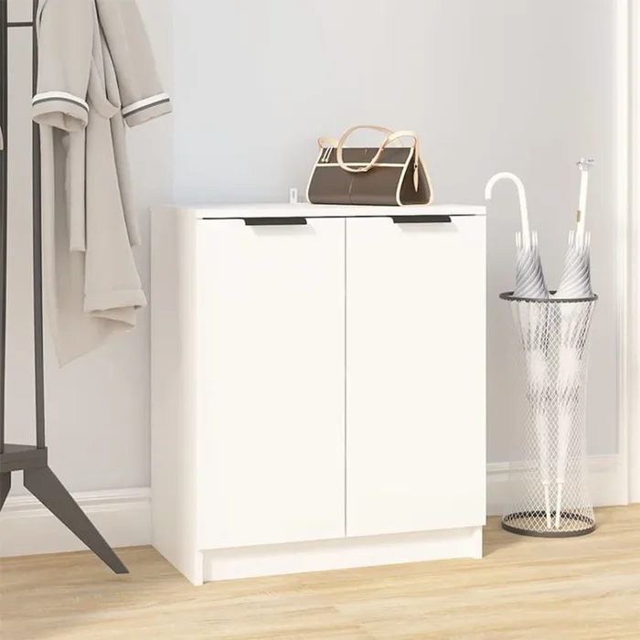 Shoe Cabinet White 59X35X70 Cm Engineered Wood