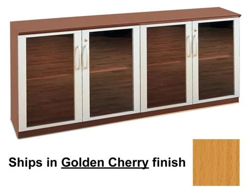 Short Cabinet with Glass Doors in Golden Cherry – Mayline Office Furniture – VLCGGCH
