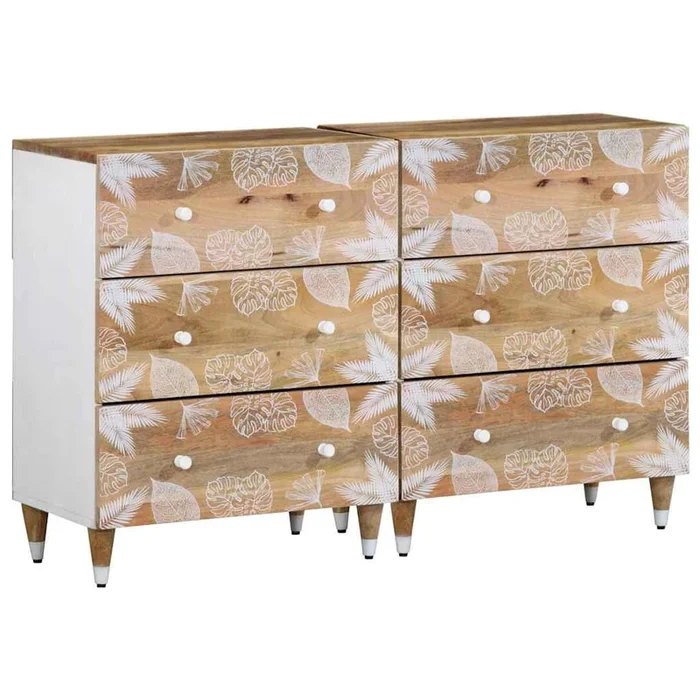 Sideboards 2 Pcs 60X33.5X75 Cm Solid Wood Mango