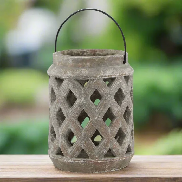 Siena Large Lattice Ceramic Lantern