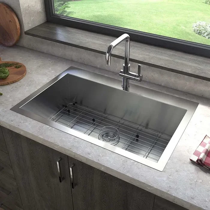 Single Bowl Undermount or Drop-in 18 Gauge Kitchen Sink Stainless Steel with Grids Included