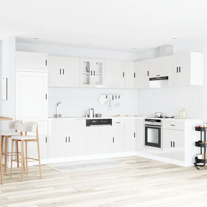 Sink Base Cabinet “Porto” With Sink High Gloss White 80X46X84,5 Cm Engineered Wood