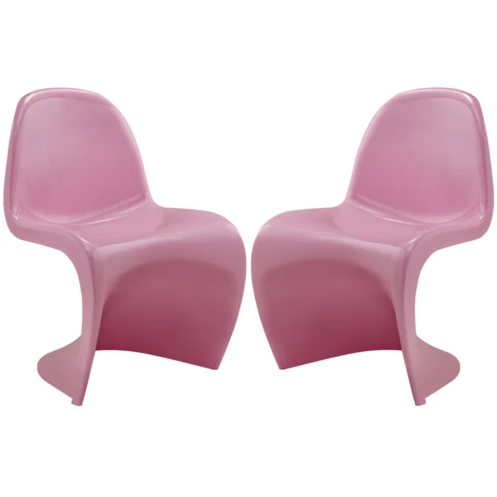 Slither Dining Side Chair Set of 2 in Pink