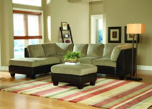 Sofa Sectional Set in Herbal Bella Microfiber / Bi-cast Vinyl – 9838HB-SET