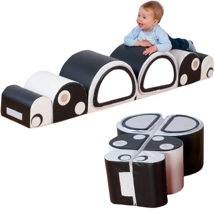 Soft Play Caterpillar Mirror Bumps – Black & White