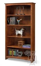 Solid Alder Wood Shaker Bookcase 36″ x 72″ in Antique Cherry Finish