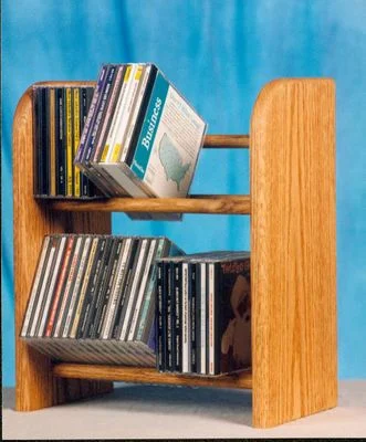 Solid Oak 2 Row Dowel 52 CD Rack – 204