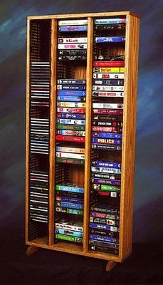 Solid Oak CD / VHS Media Tower – 313-4CD/VHS
