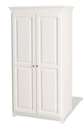 Solid Pine Wood 2 Door Wardrobe Armoire in Linen White