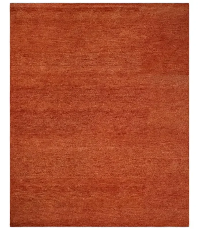 Solid Plane Rust Woolen Hand Tufted 8×10 wool Rug