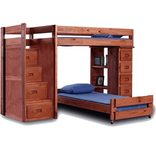 Solid Wood Loft Bed With Stairs 39472_(PC)