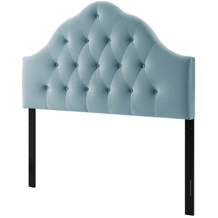 Sovereign King Diamond Tufted Performance Velvet Headboard, Velvet Fabric, Light Blue, 17964