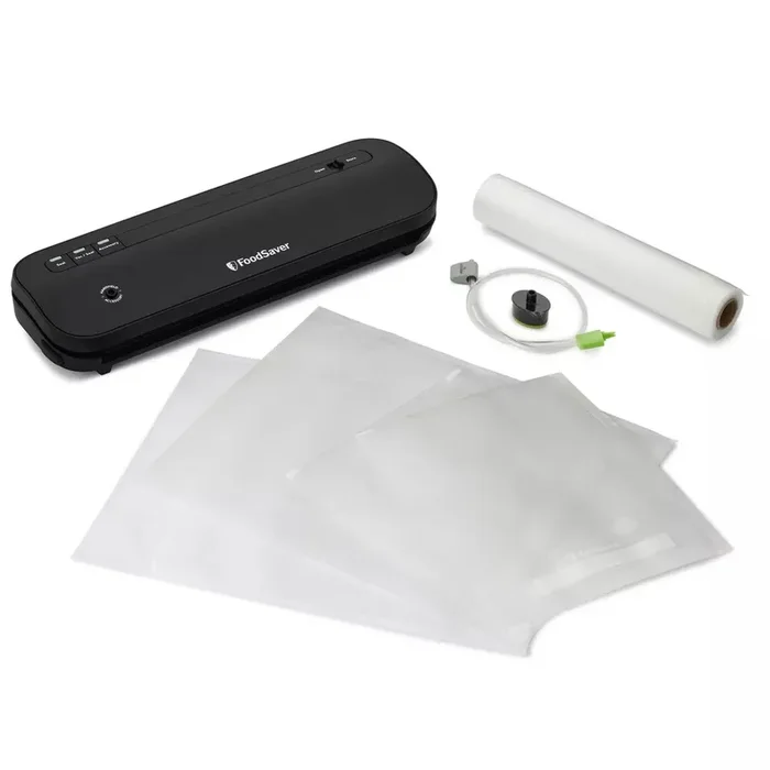 Space-Saving Vacuum Sealer with Bags and Roll Black
