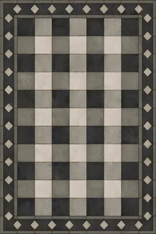 Spicher and Company Williamsburg GINGHAM TILE Black Vinyl Mat