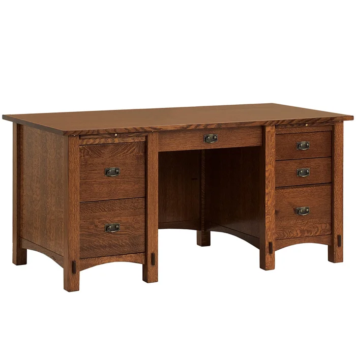 Spring Hill Amish Double-Pedestal Desk & Optional Desktop Organizer