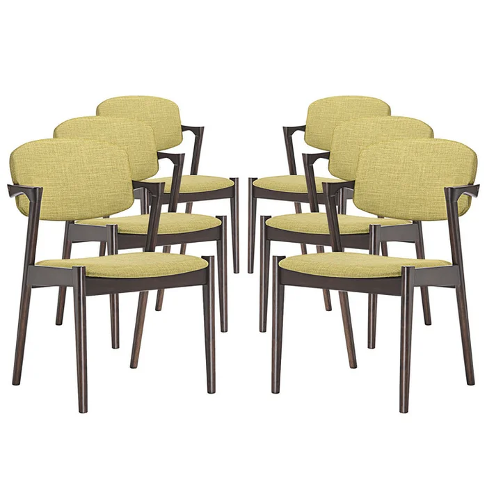 Spunk Dining Armchair (Set of Six), Green, Fabric, Wood