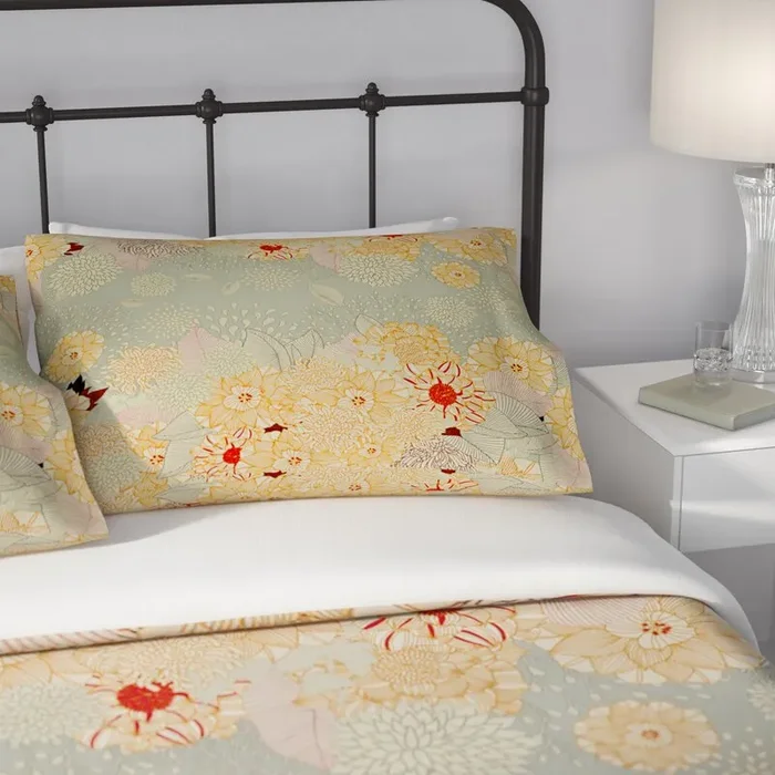 Standard Brown/Blue Mysliwiec Floral Pillow Case ts421