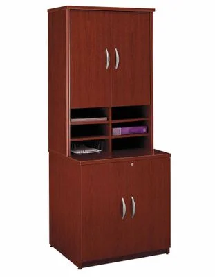 Storage Cabinet and Hutch Set – Series C Mahogany Collection – Bush Office Furniture – WC36796A-97