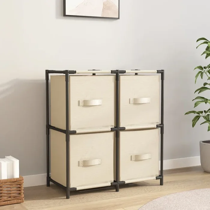 Storage Cabinet With 4 Fabric Baskets 63X30X71 Cm Steel
