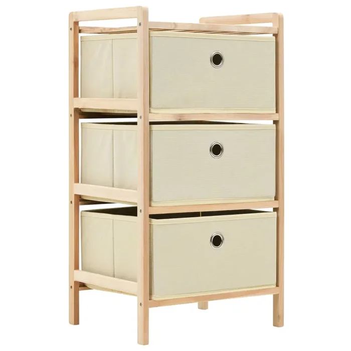 Storage Rack With 3 Nonwoven Baskets Cedar Wood Beige