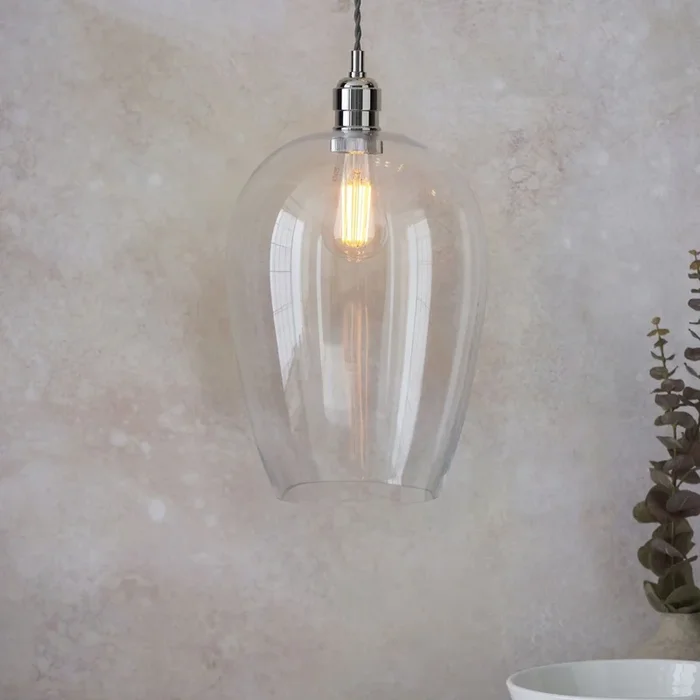 Stourton Nickel & Glass Pendant Ceiling Light Large