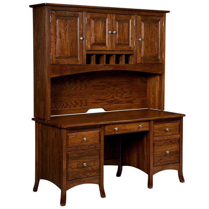 Summerfield Double Pedestal Amish Desk with Hutch Option