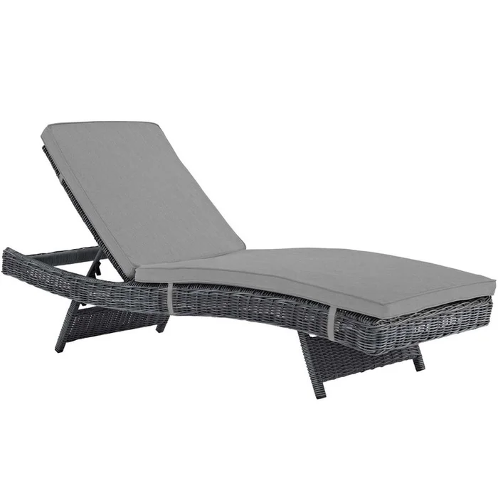 Summon Outdoor Patio Sunbrella® Chaise, Sunbrella Rattan Wicker, Grey Gray 13456
