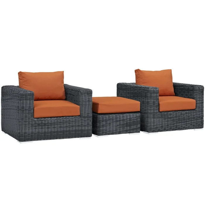 Summon Sectional Sofa Set, Orange, Rattan 9868