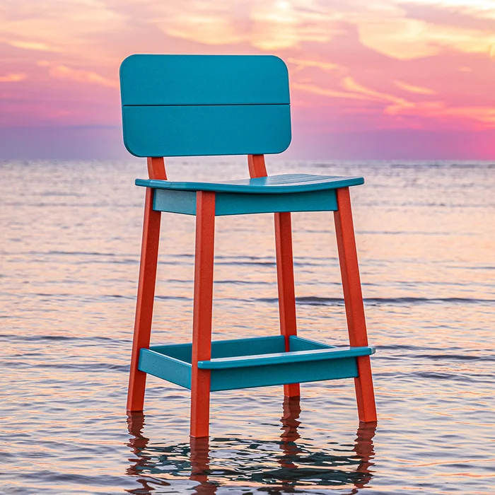 Surf-Aira Patio Saddle Stool with Back (Balcony & Bar Height Option; Set of 4)