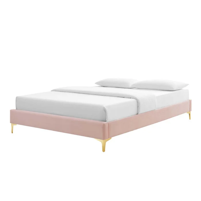 Sutton King Performance Velvet Bed Frame, Velvet, Pink, 21860