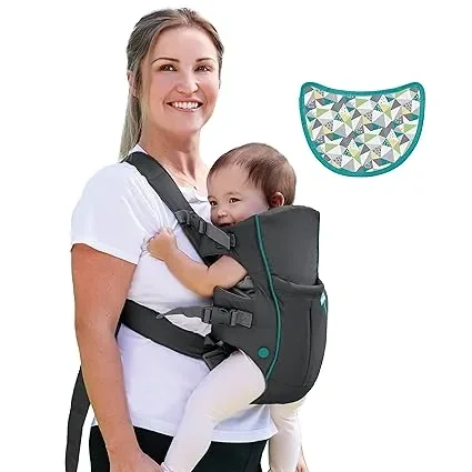 Swift Classic Carrier with Pocket, 2-Ways to Carry Carrier with Wonder Bib & Essentials Storage Front Pocket for Babies, Adjustable Strap, Gray