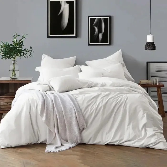Swift Home Premium Cotton Prewashed Chambray Duvet Cover Set Bed Linen – Comforter/Duvet Insert Not Included King