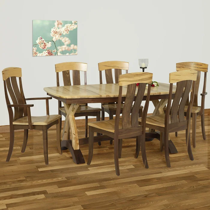 Sydney Harbor Quick Ship Wormy Maple and Walnut Dining Set